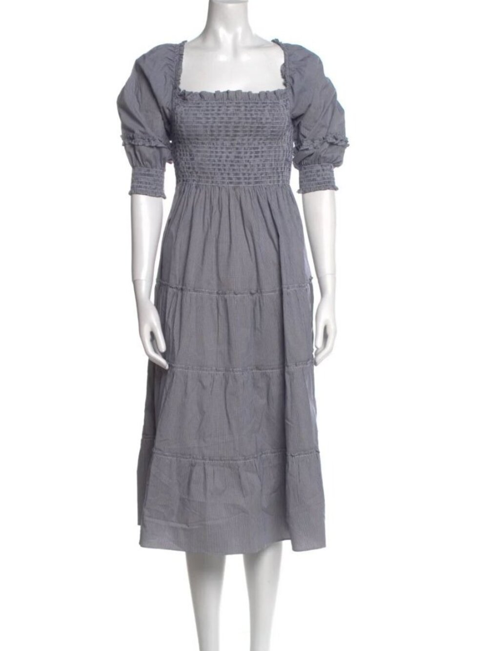 Hill House Home Nesli Nap Midi Dress Navy Blue/White Hydrangea Gingham - Size S